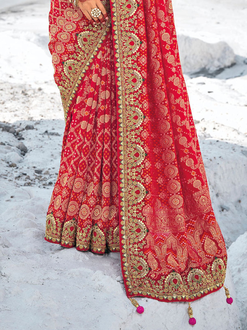 Crimson Red Wedding Designer Saree