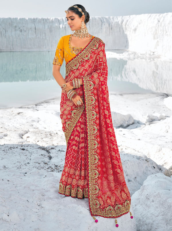 Crimson Red Wedding Designer Saree