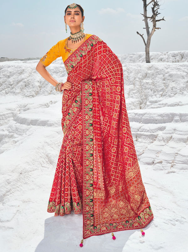 Chili Red Wedding Designer Saree