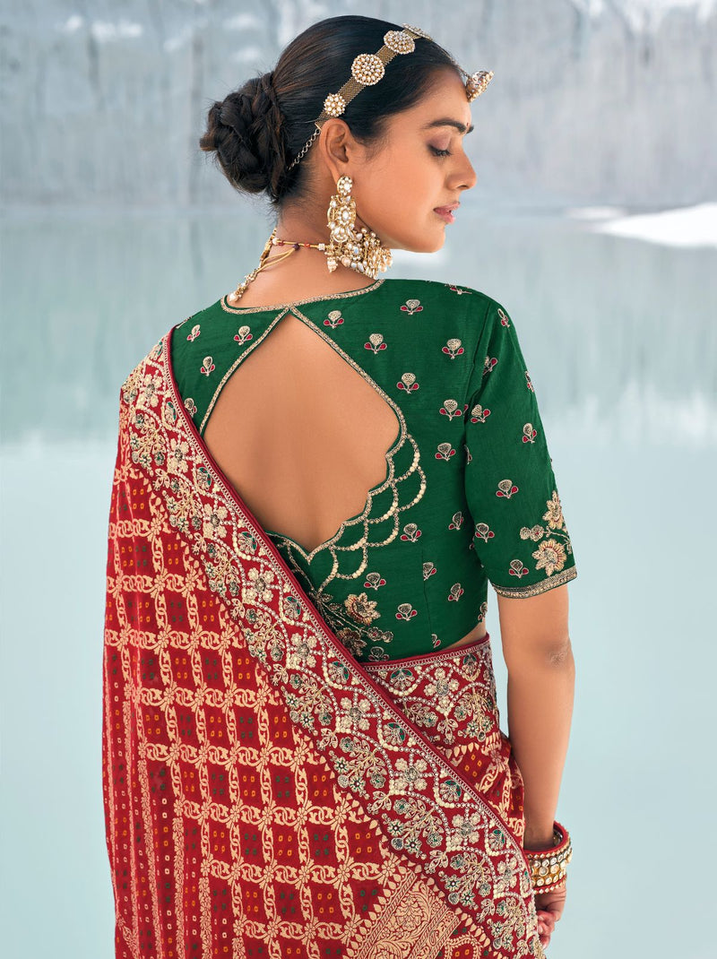 Maroon Red Wedding Designer Saree