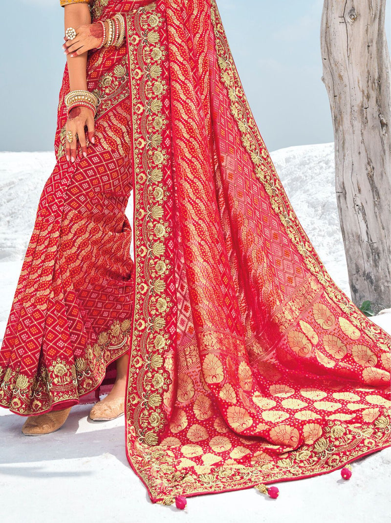 Classic Red Wedding Designer Saree