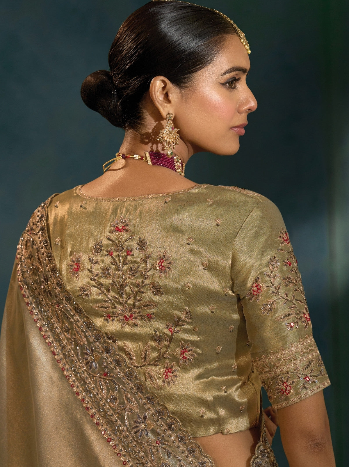 Metallic Silver Wedding Designer Soft Silk Saree With Blouse Piece