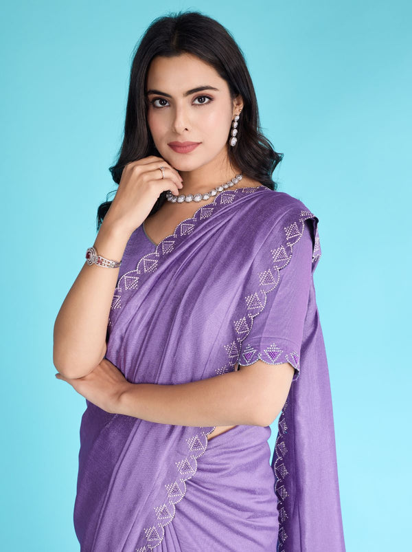 Amethyst Violet Party Premium Light Weighted Designer Saree