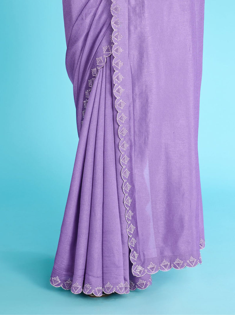 Amethyst Violet Party Premium Light Weighted Designer Saree