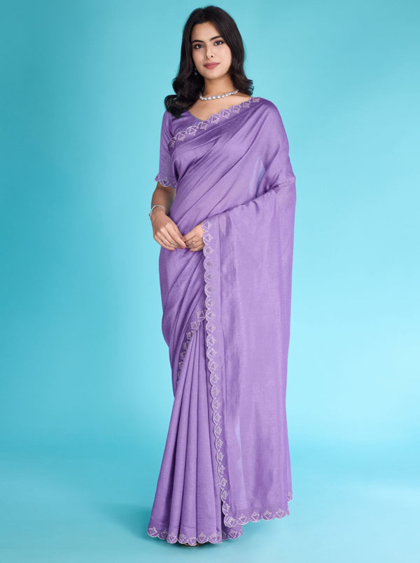 Amethyst Violet Party Premium Light Weighted Designer Saree