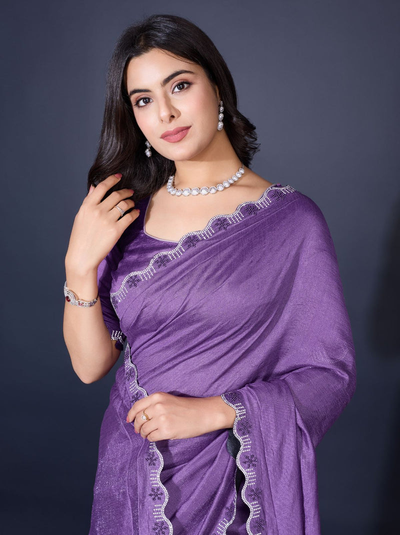 Grape Violet Fancy Premium Party Designer Saree