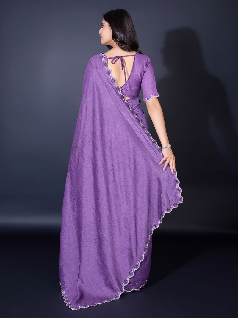 Grape Violet Fancy Premium Party Designer Saree