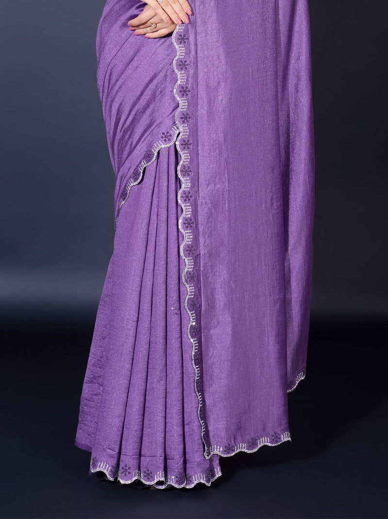 Grape Violet Fancy Premium Party Designer Saree