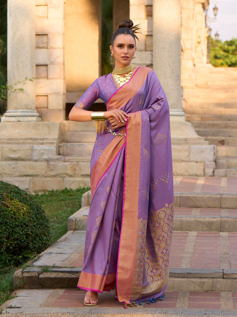 Orchid Violet Designer Soft Silk Saree - TrendOye