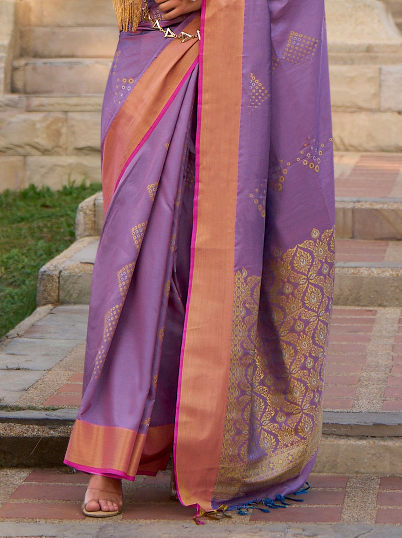 Orchid Violet Designer Soft Silk Saree - TrendOye