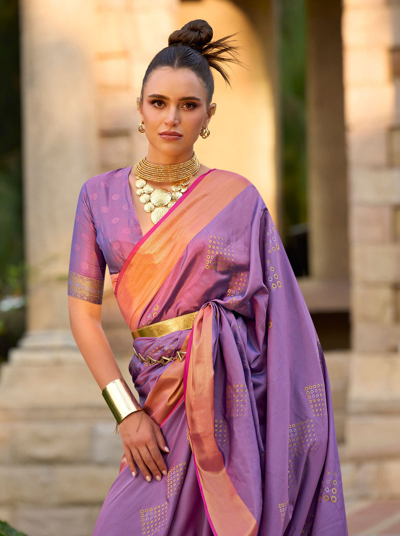 Orchid Violet Designer Soft Silk Saree - TrendOye