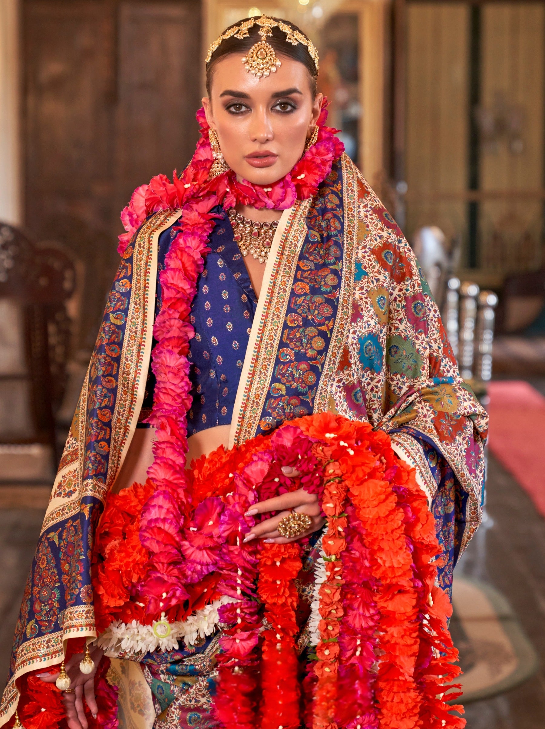 White Fancy Silk Party Saree - TrendOye