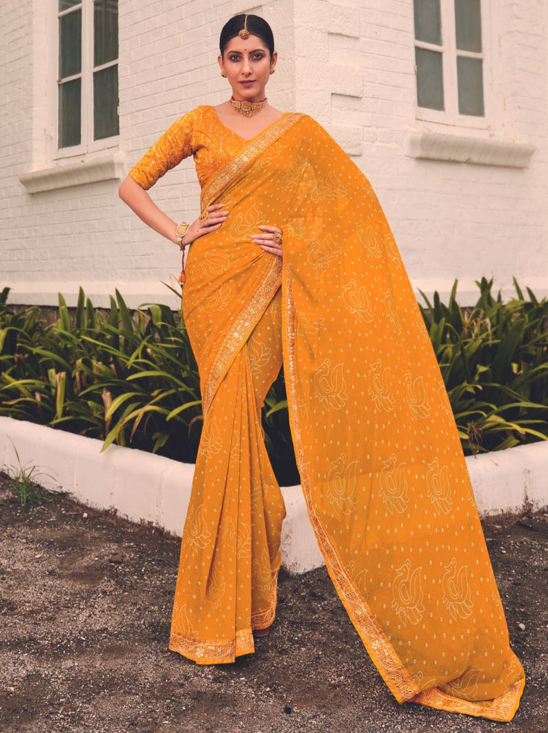 Amazing Perrot And Golden Color Designer Soft Cotton Silk Saree –  Designerslehenga