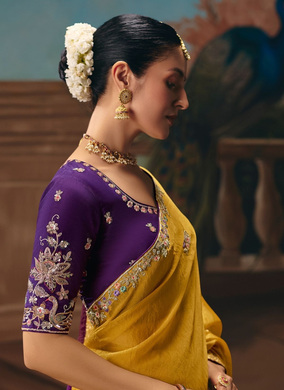 Corn Yellow Celebration Fancy Saree With Premium Blouse Piece - TrendOye