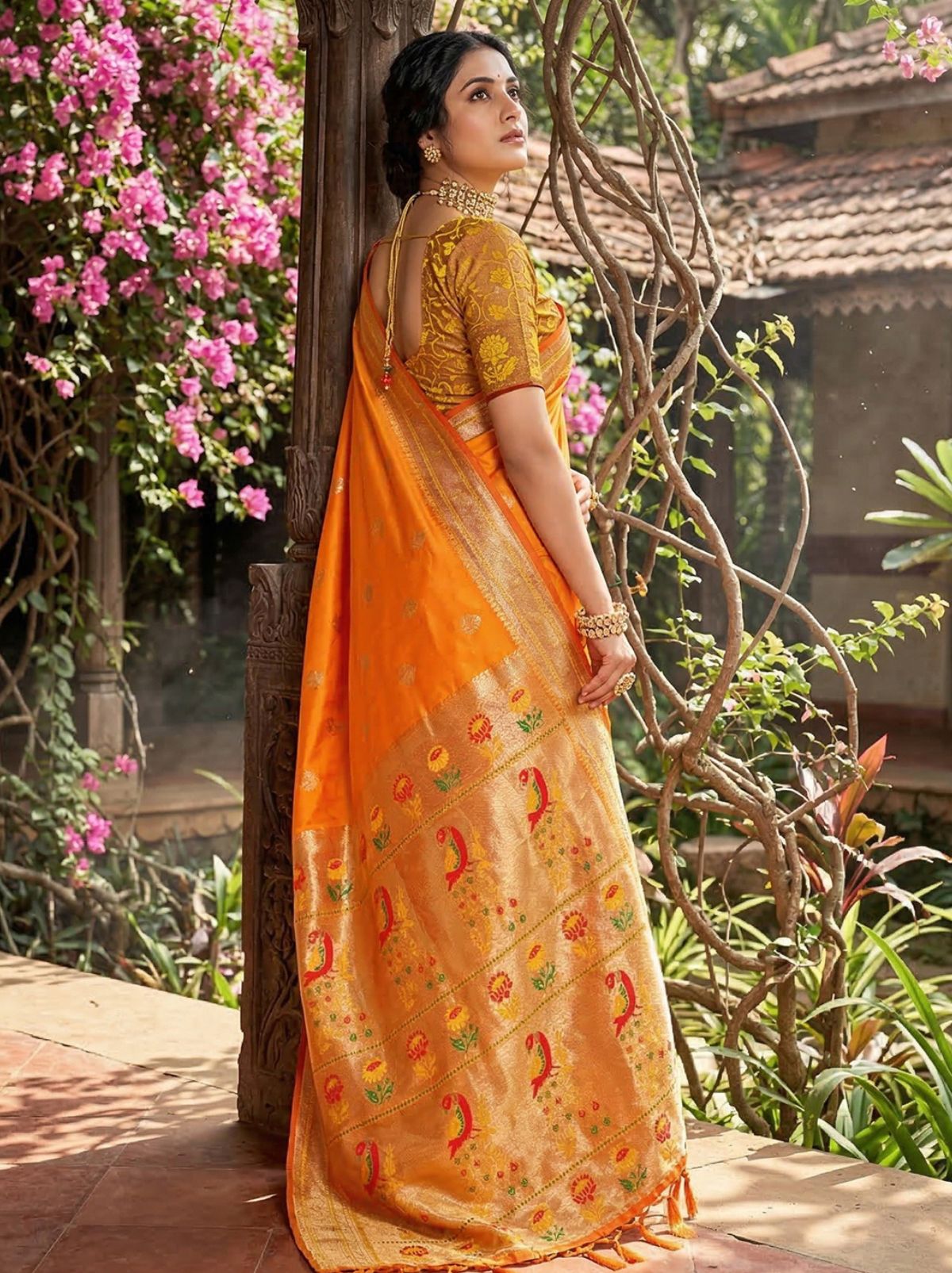 Honey Yellow Premium Soft Silk Paithani Wedding Saree