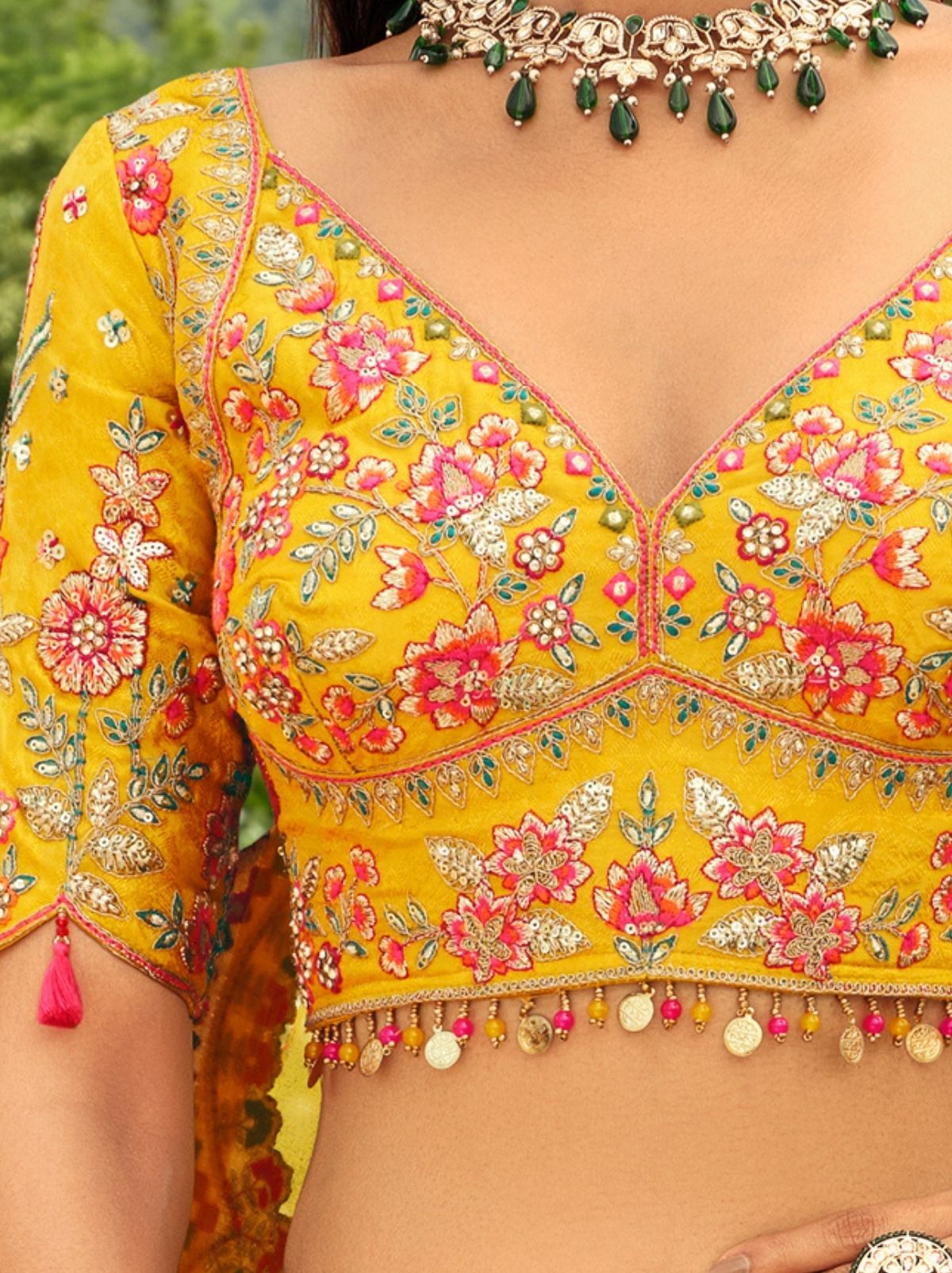 Mustard Yellow Designer Wedding Lehenga Set With Cut Work Border