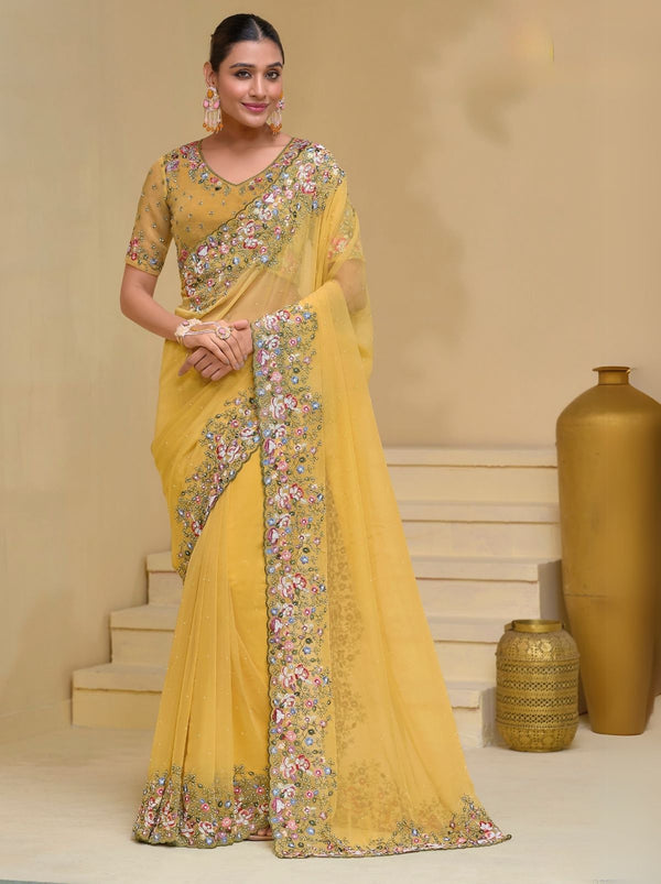 Laguna Yellow Wedding Designer Saree - TrendOye