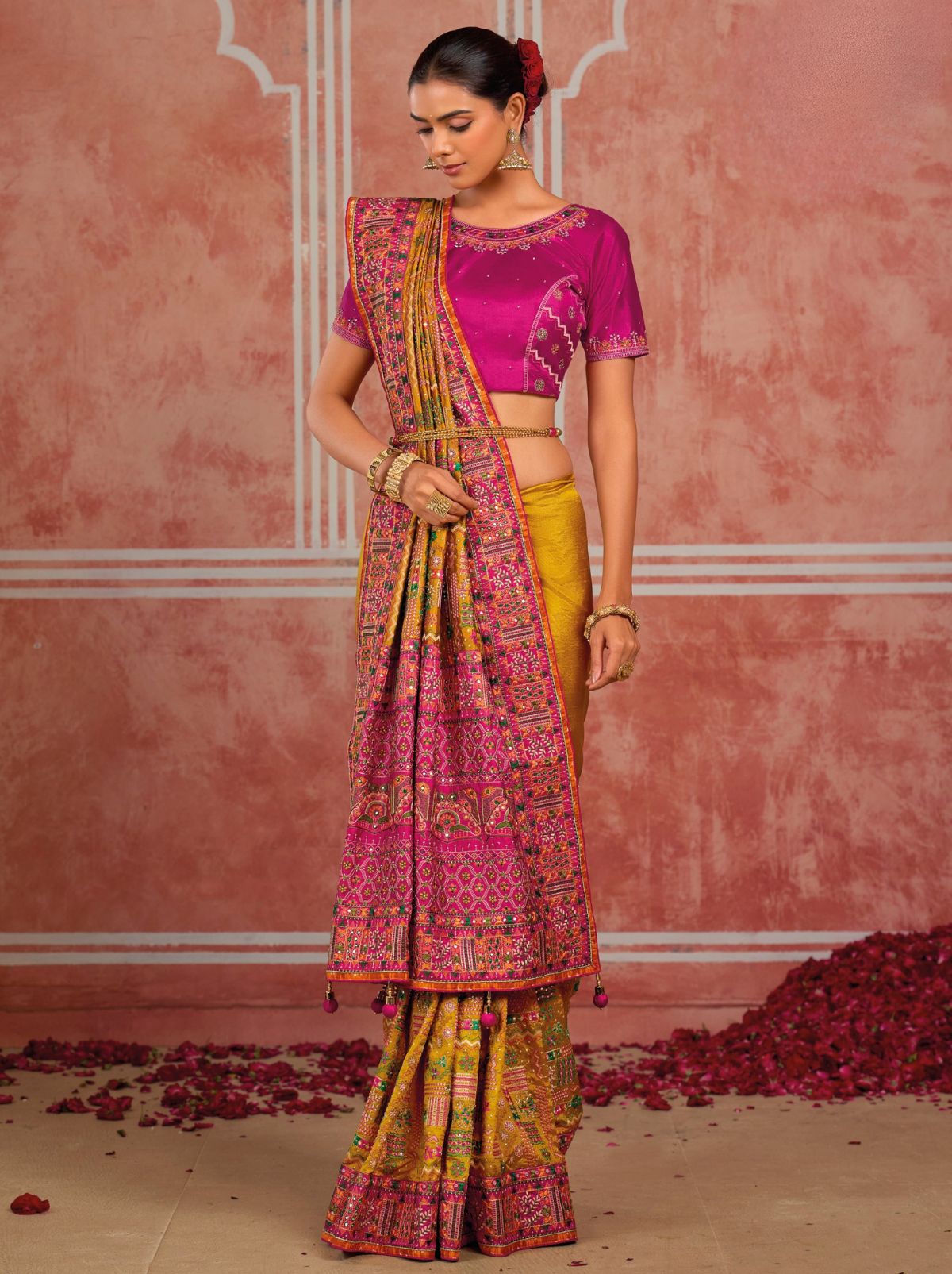 Mustard Yellow Luxurious Premium Silk Saree With Intricate Embroidery