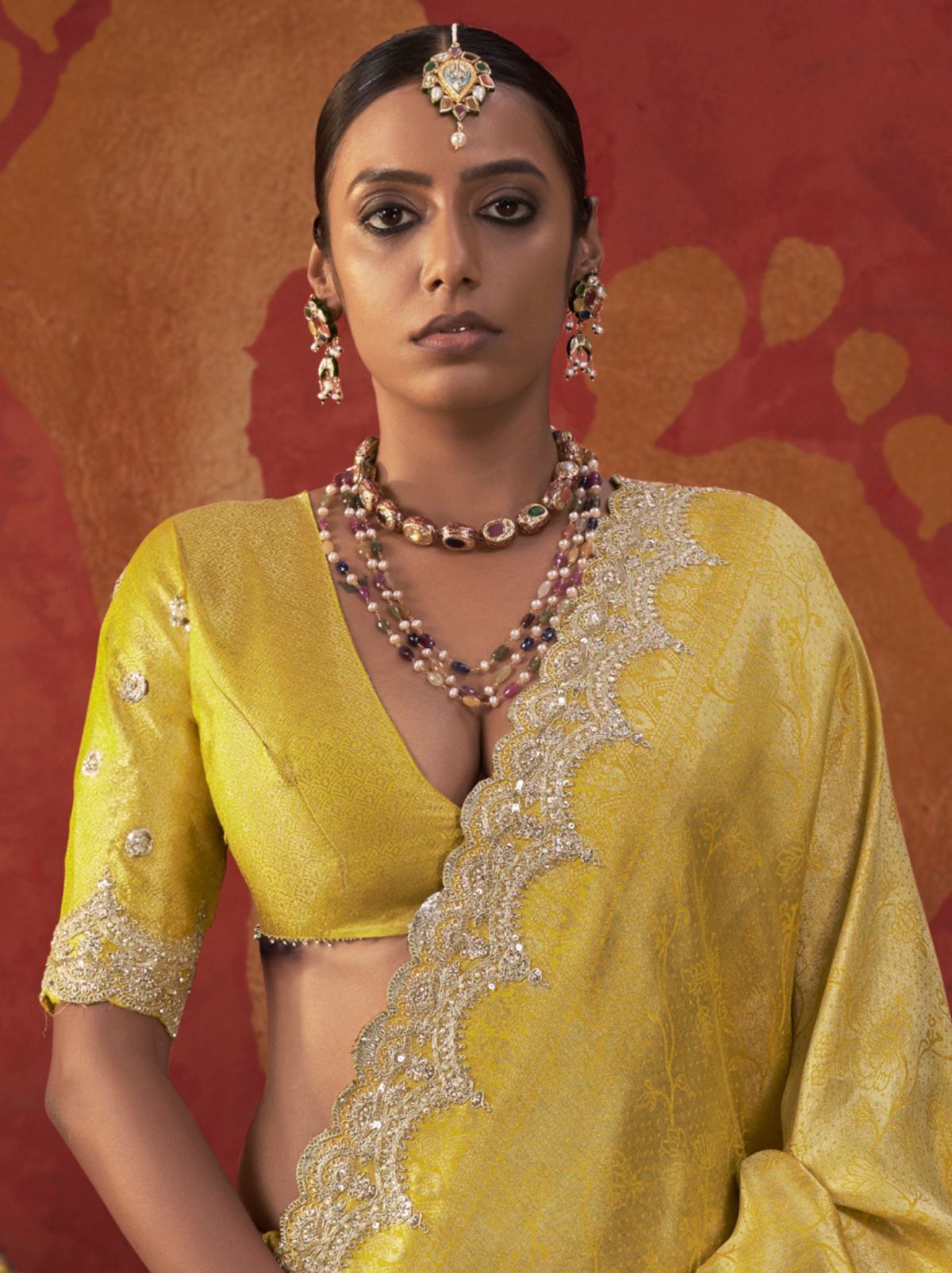 Royal Yellow Luxury Viscose Saree With Blouse Piece