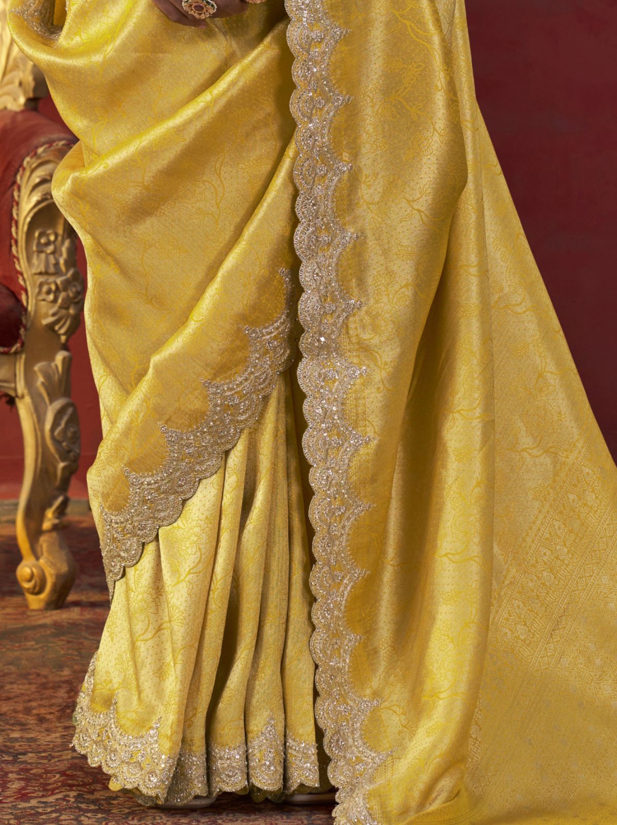 Royal Yellow Luxury Viscose Saree With Blouse Piece