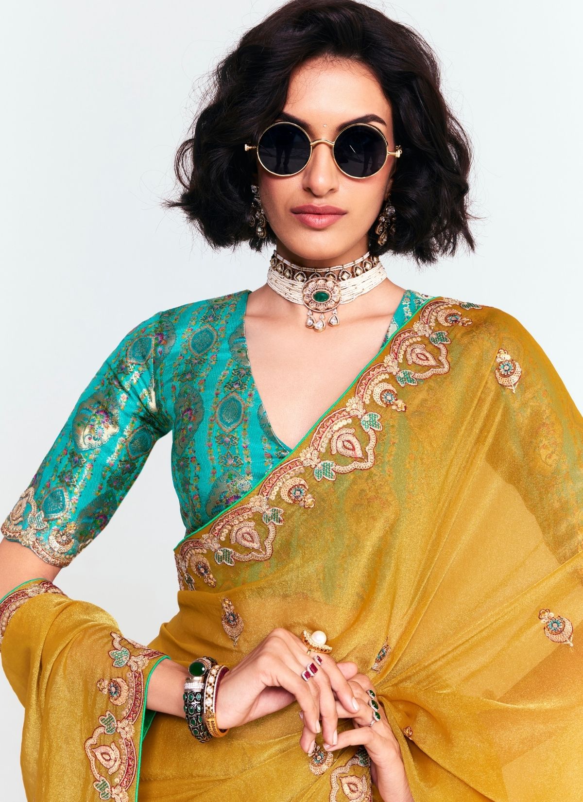 Corn Yellow Party Fancy Premium Saree With Fine Blouse Piece - TrendOye