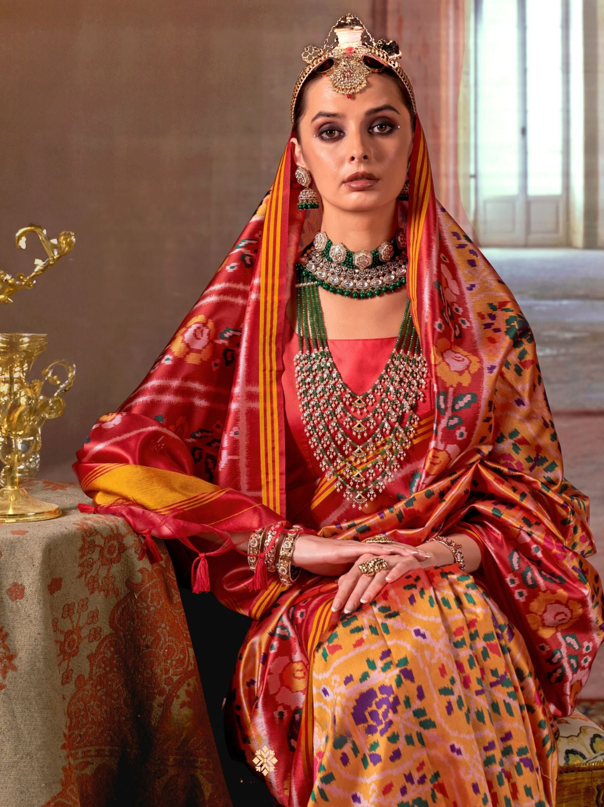 Cyber Yellow Patola Silk Saree With Blouse Piece