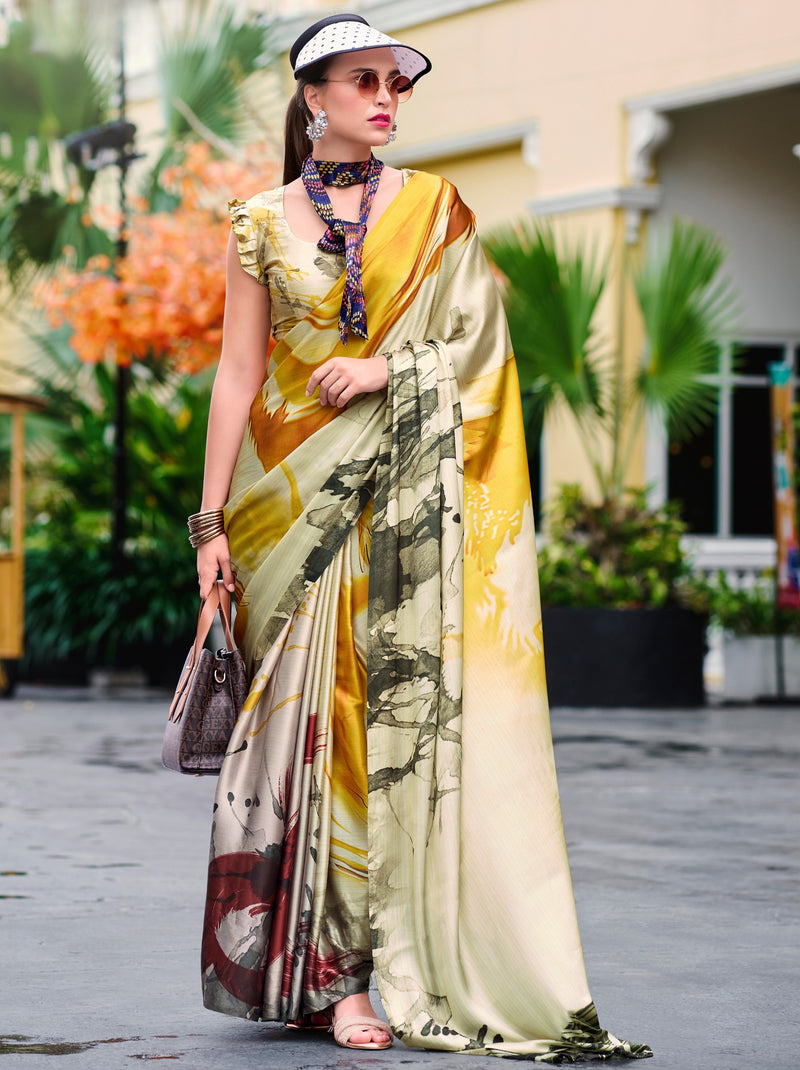 Pineapple Yellow Party Saree