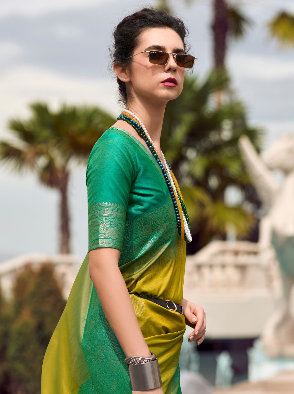 Corn Yellow Celebration Saree - TrendOye
