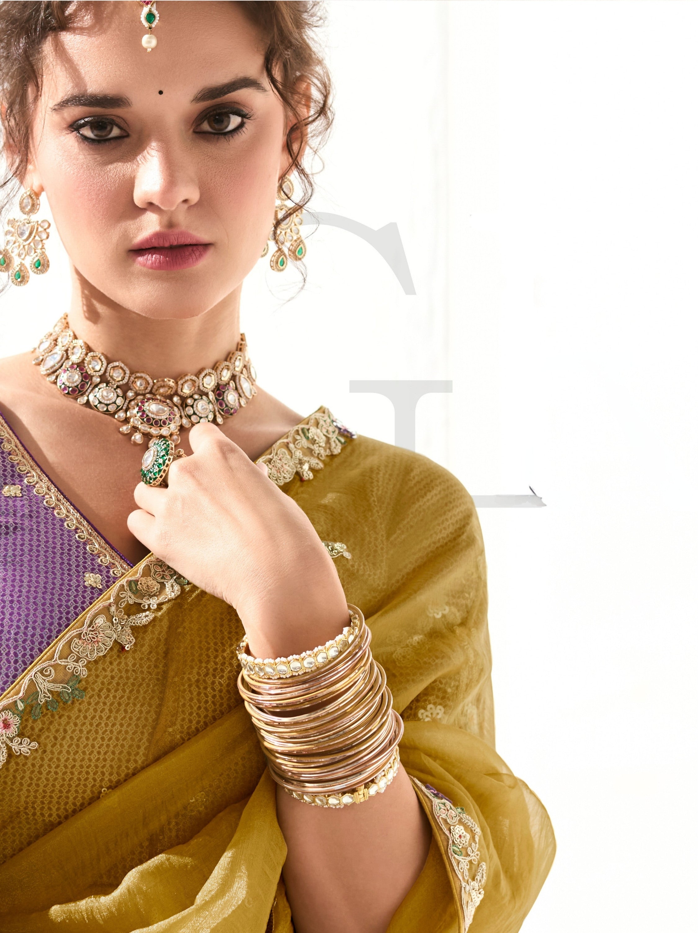 Royal Yellow Organza Premium Ethnic Designer Saree With Blouse Piece