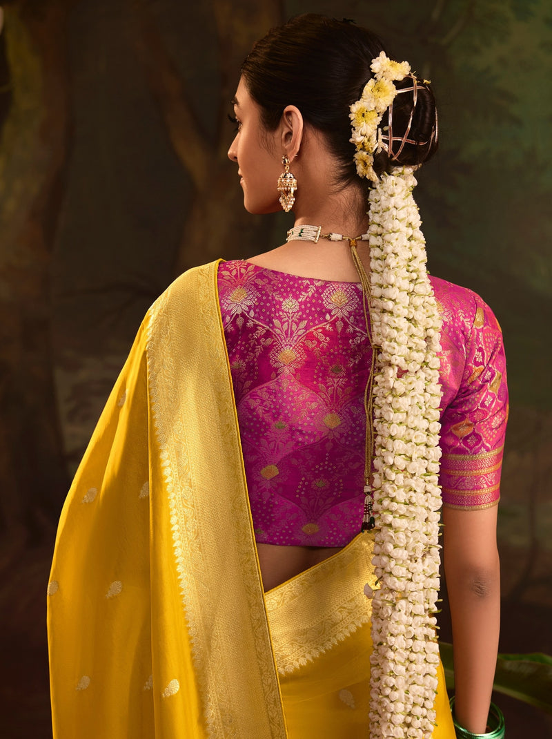 Honey Yellow Wedding And Party Designer Saree