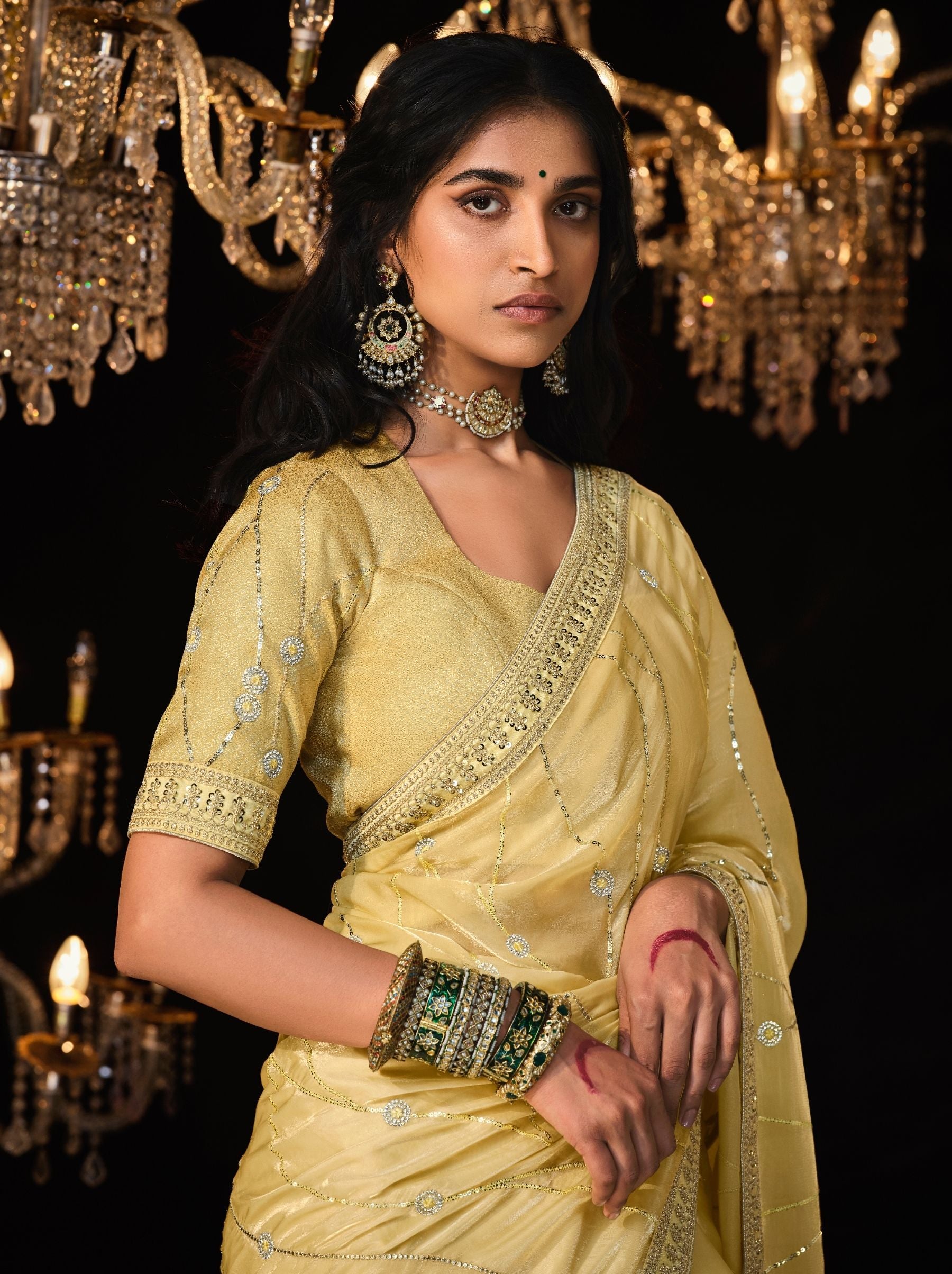 Laguna Yellow Premium Fancy Designer Wedding Saree - TrendOye