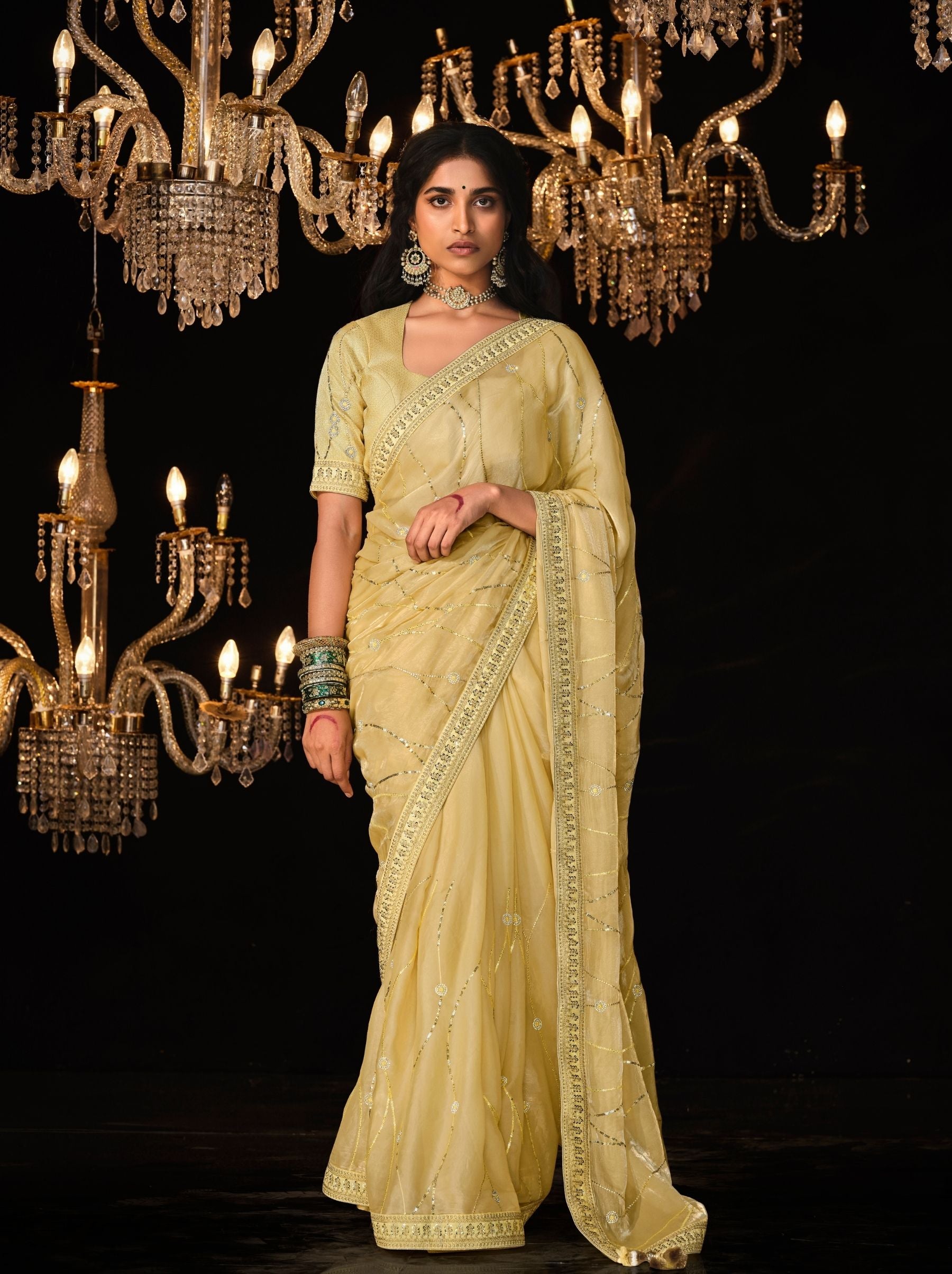 Laguna Yellow Premium Fancy Designer Wedding Saree - TrendOye