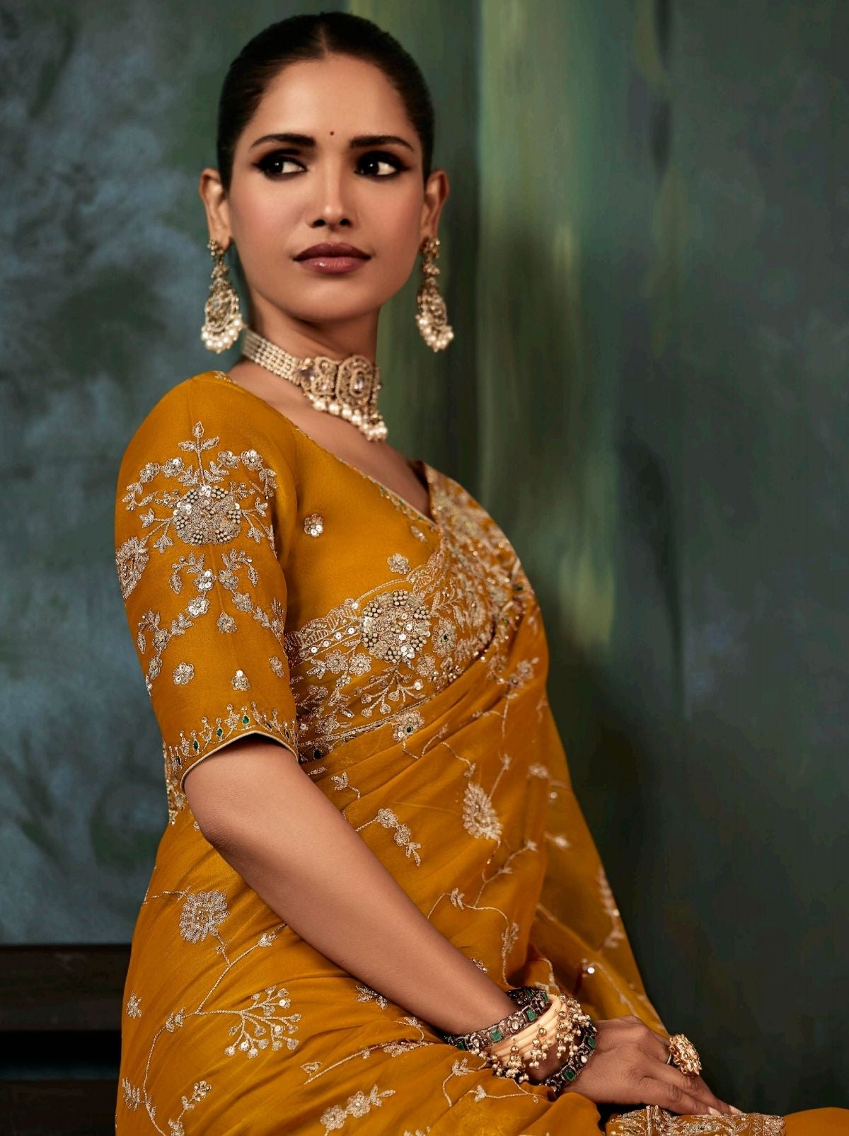 Cyber Yellow Premium Fancy Silk Saree With Blouse Piece