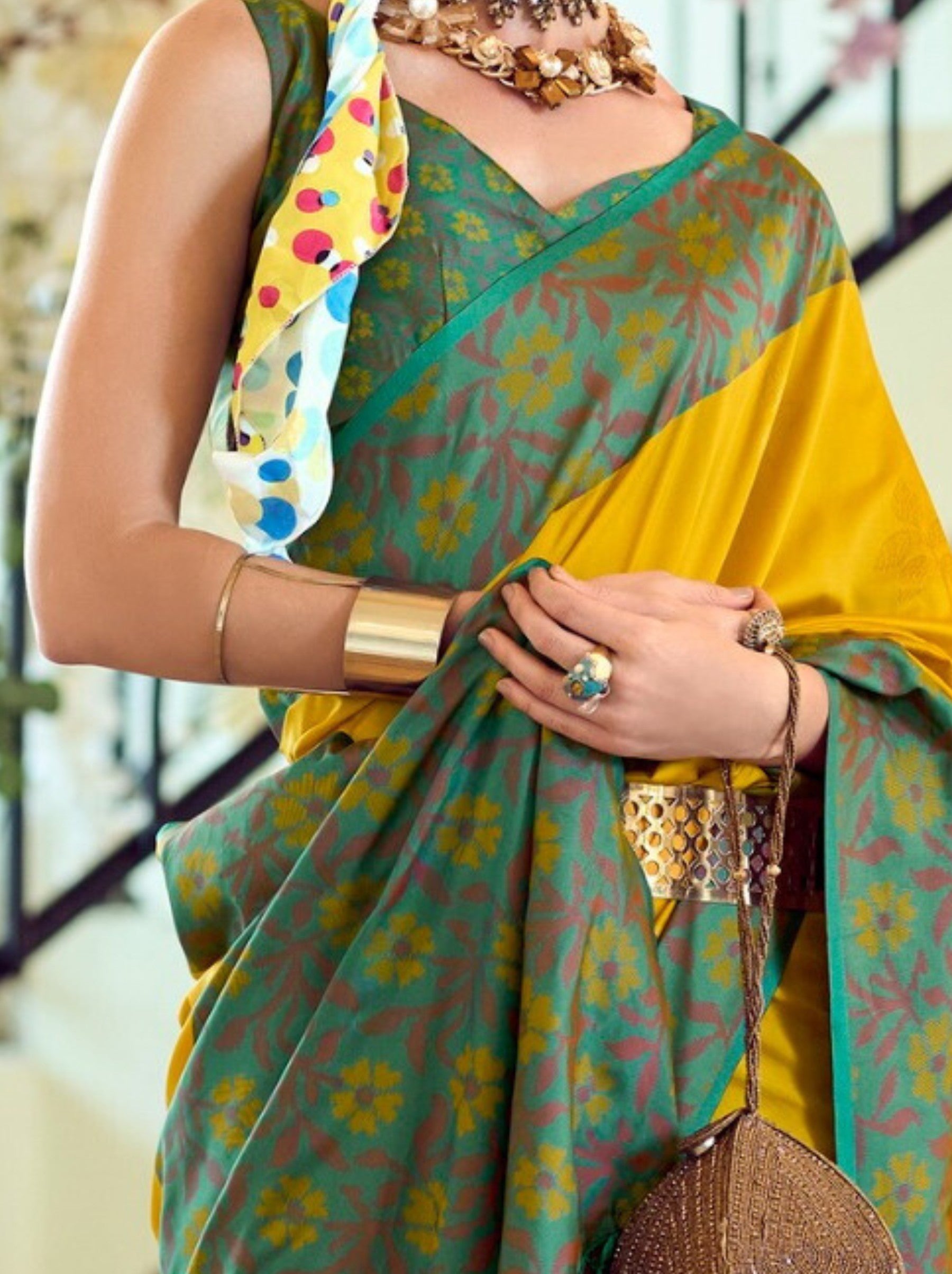 Corn Yellow Party Premium Saree - TrendOye