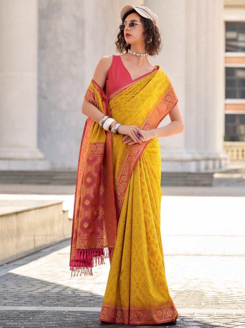 Tuscany Yellow Luxurious Soft Silk Festive Saree