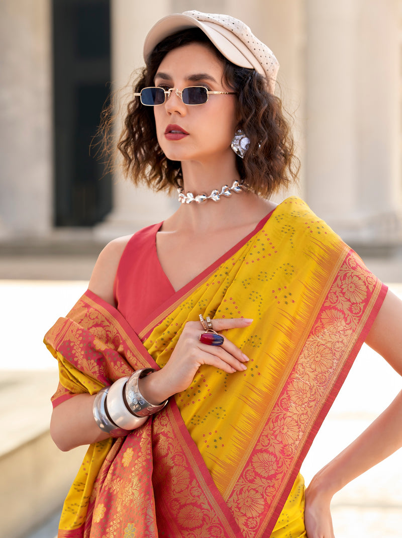 Tuscany Yellow Luxurious Soft Silk Festive Saree