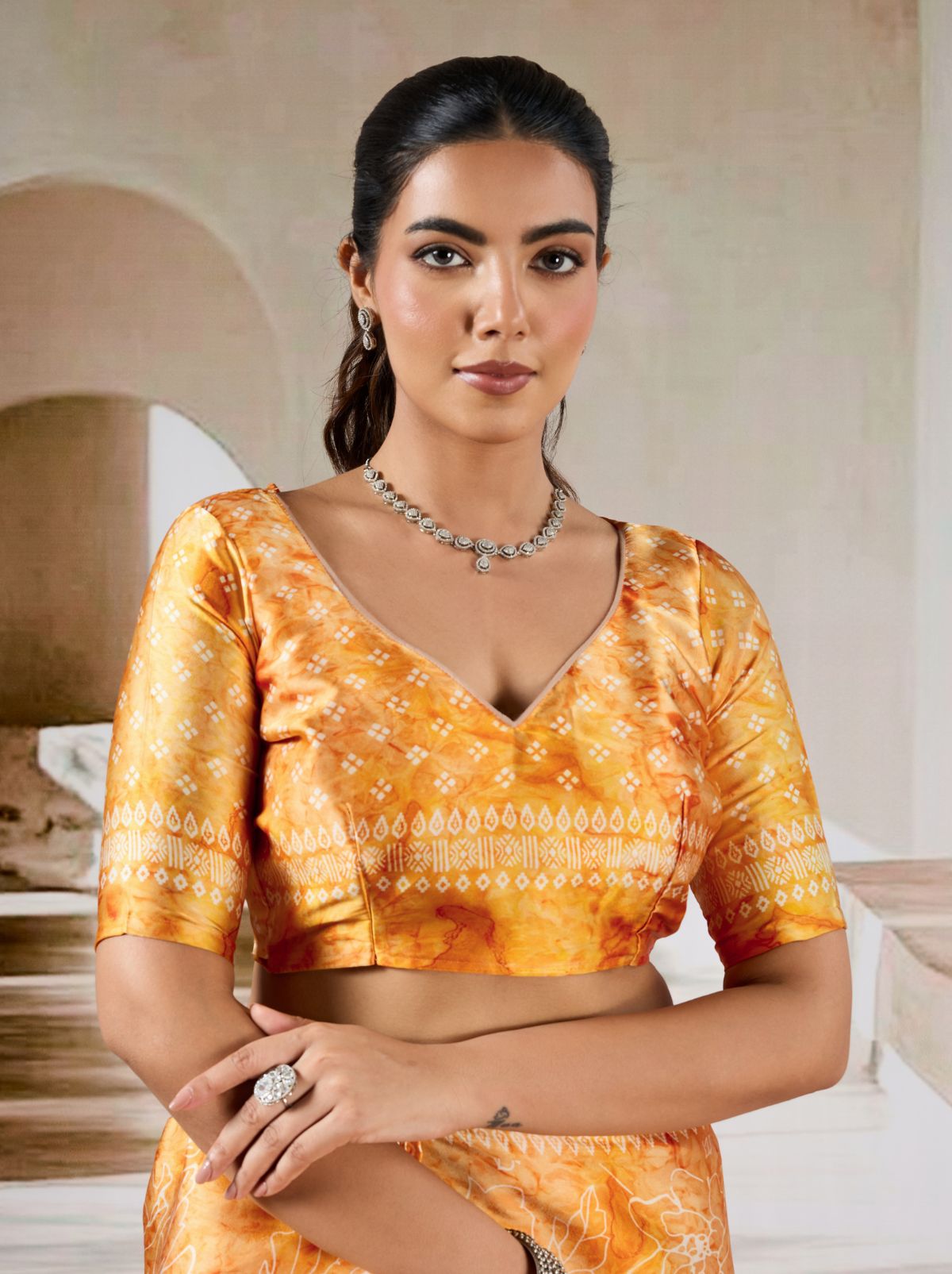 Honey Yellow Premium Modal Satin Silk Saree - TrendOye