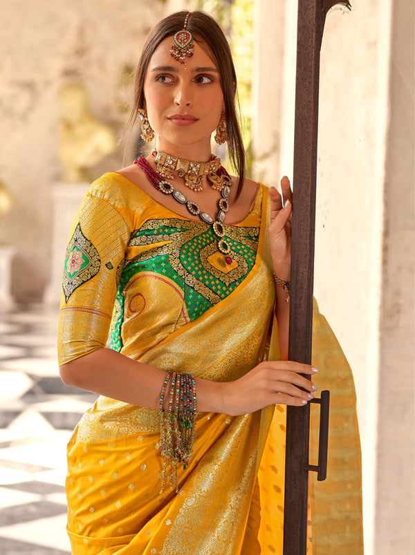 Cyber Yellow Wedding Party Designer Saree