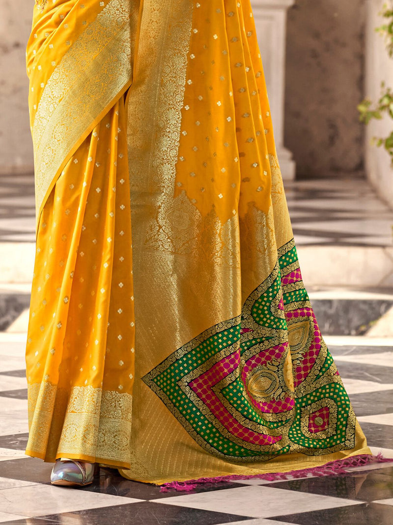 Cyber Yellow Wedding Party Designer Saree