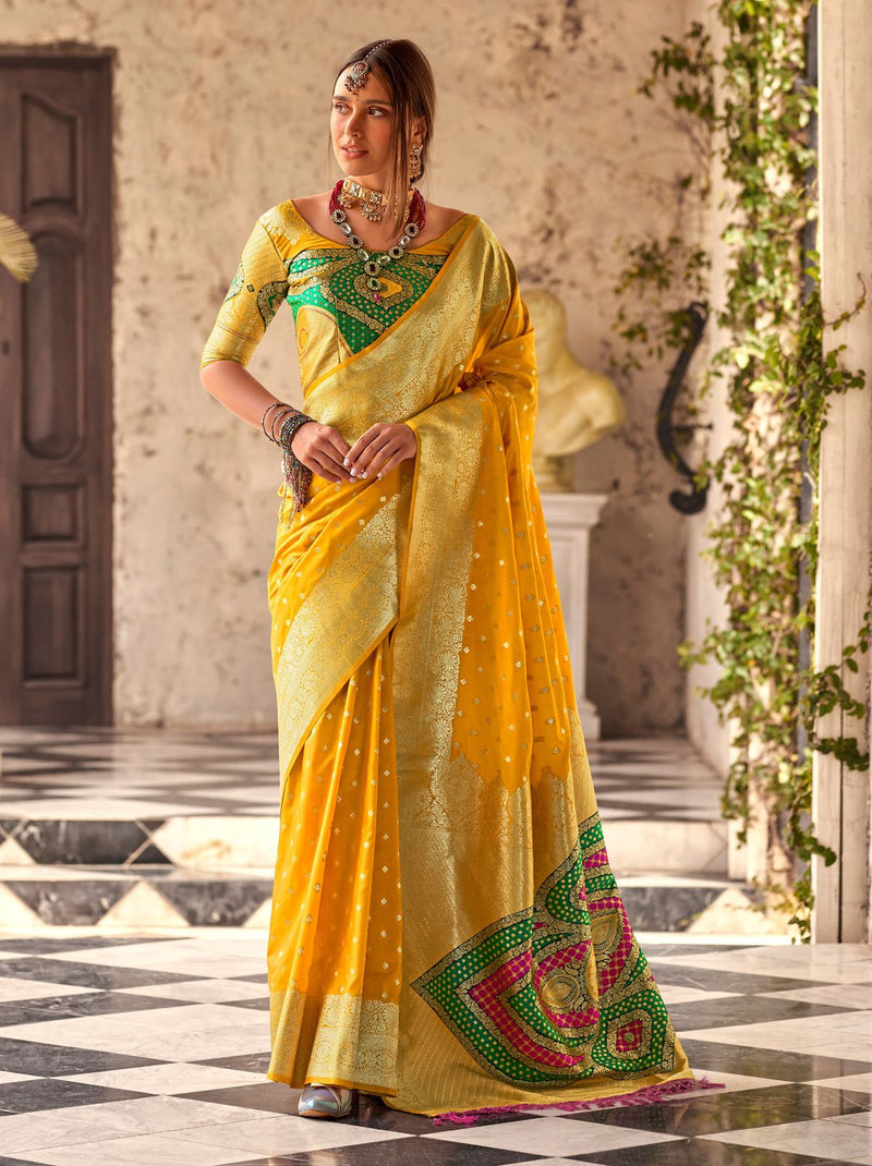 Cyber Yellow Wedding Party Designer Saree