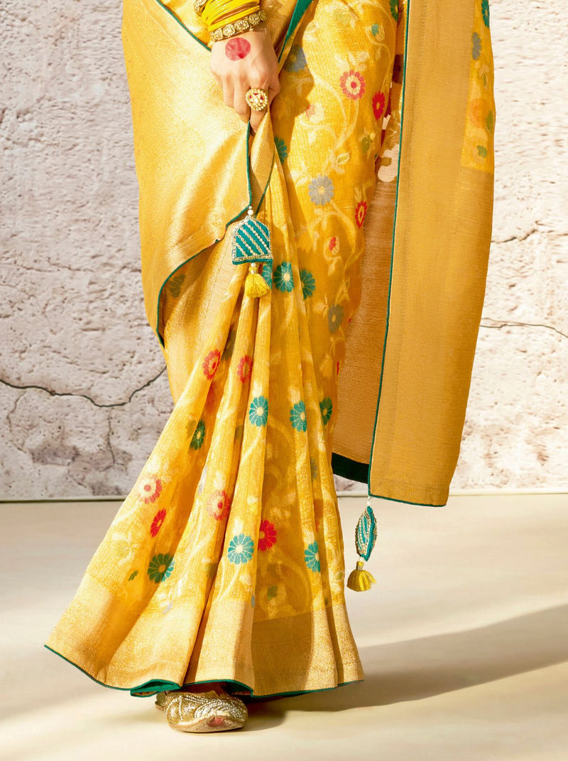 Cyber Yellow Wedding Designer Saree