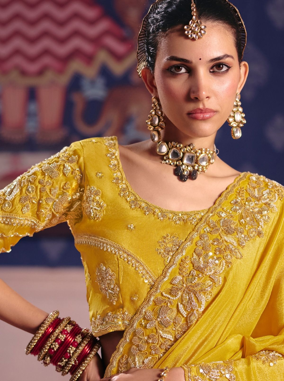 Sunflower Yellow Tissue Silk Saree with Luxurious Zari & Embroidered Border