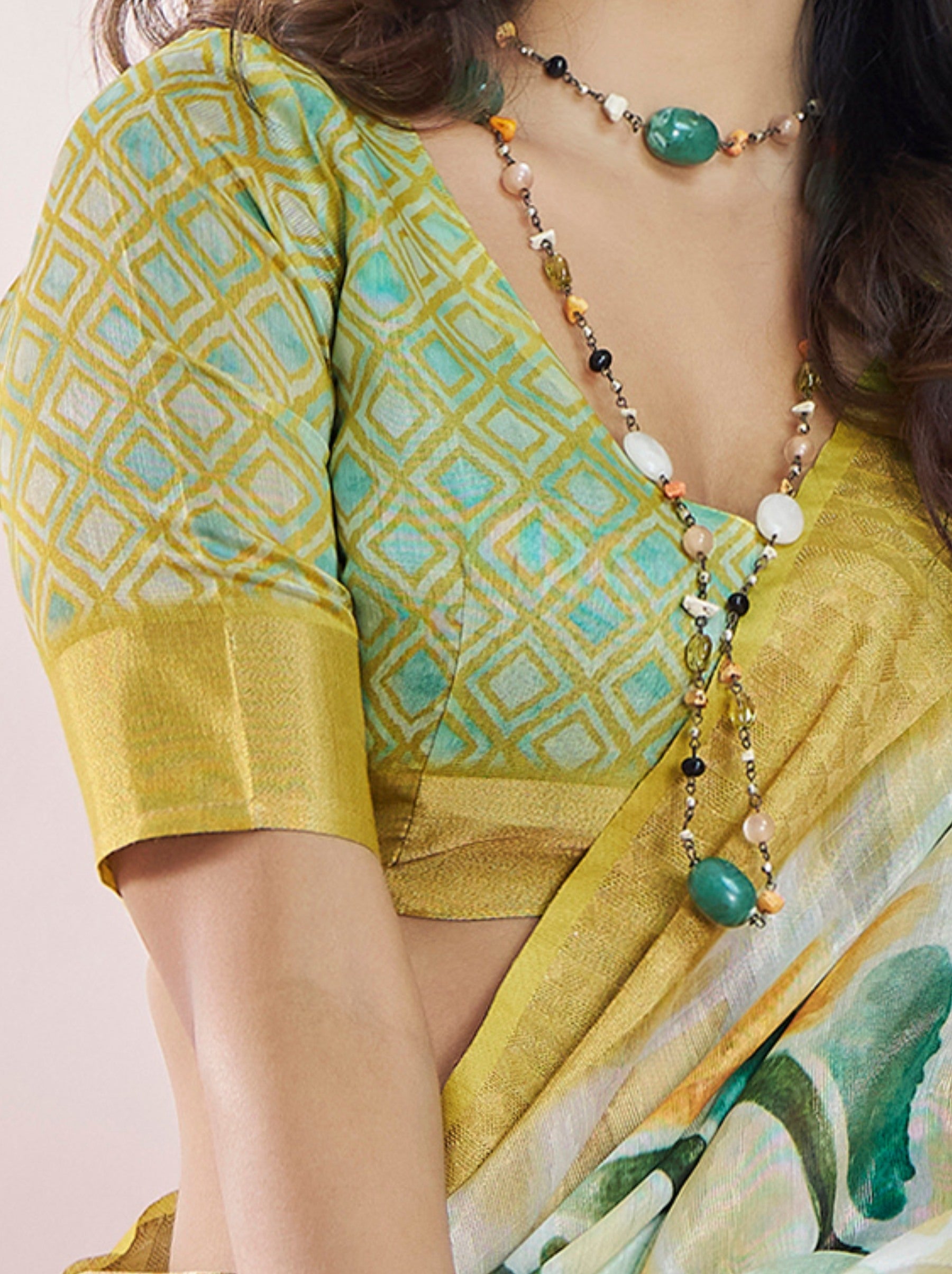 Light Goldenrod Yellow Celebration Saree - TrendOye