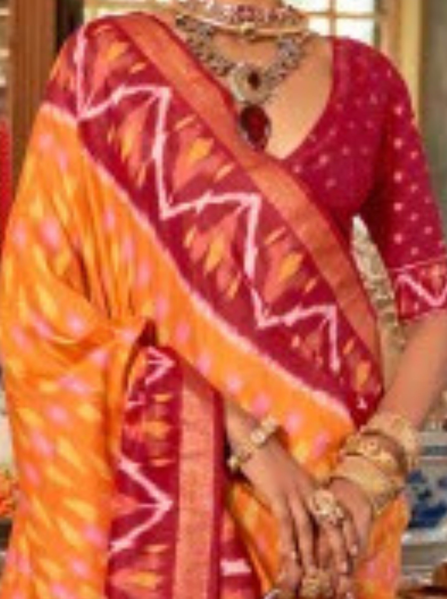 Amber Yellow Vibrant Patola Silk Festive Saree - TrendOye