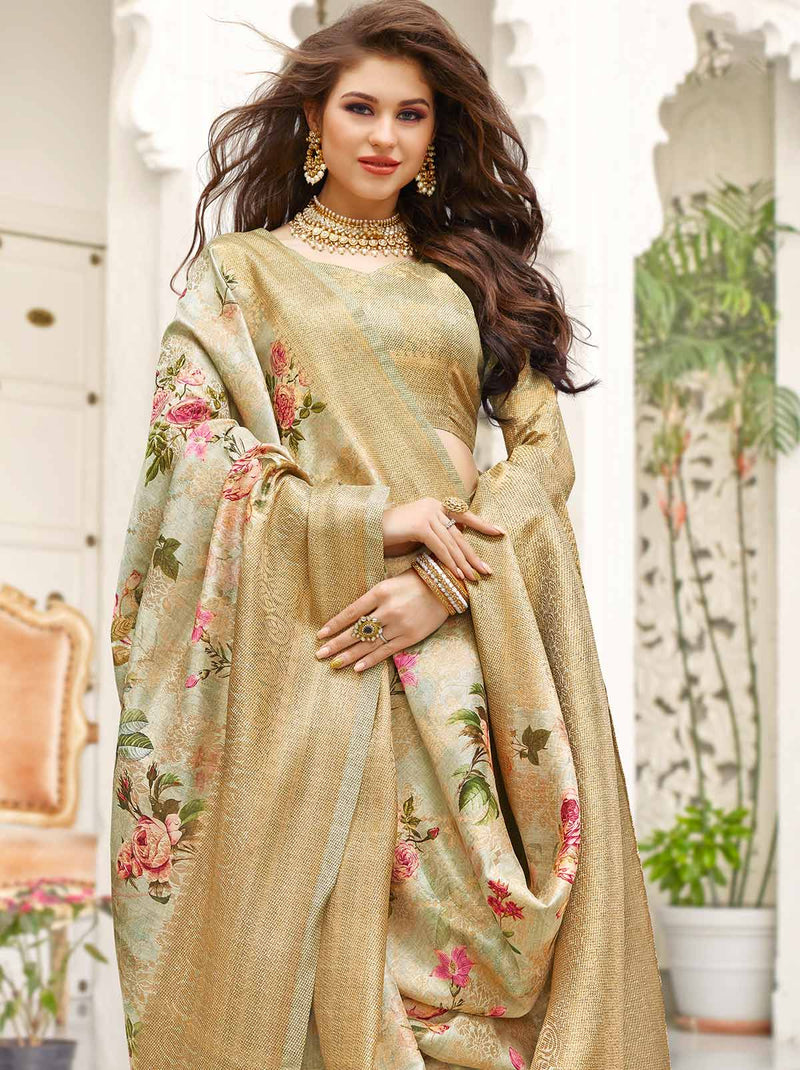 Fascinating Golden Coloured Art Silk Saree - TrendOye