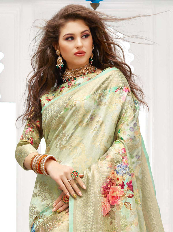 Refreshing Green Coloured Art Silk Saree - TrendOye