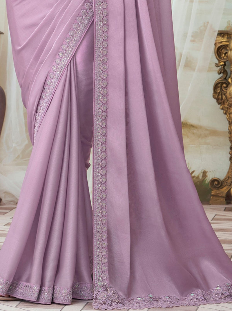 Cute And Classy Purple Premium Plain Silk Saree - TrendOye