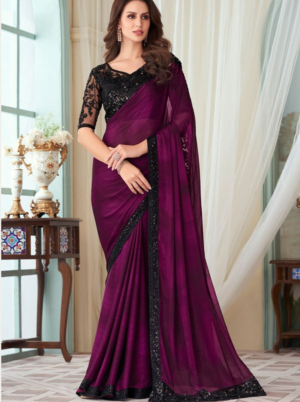Pink and Purple Silk Fashion Saree - Sarees Designer Collection | Chiffon  saree party wear, Saree designs party wear, Off white fashion