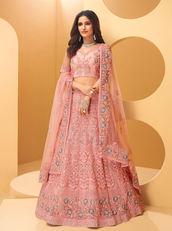 Convey Your Unique Fashion Story With Blue Colored Embroidery Lehenga - TrendOye