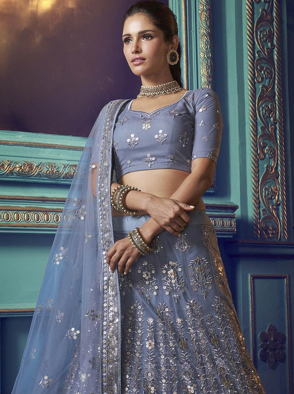 Heart Appealing Blue Lehenga with Charisma of Sequence Work Detailing - TrendOye